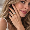 Oro Laminado Multi Stone Ring, Gold Filled Style Infinite Design, with White Cubic Zirconia, Polished, Golden Finish, 01.282.0036.1 (One size fits all)