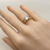 Oro Laminado Multi Stone Ring, Gold Filled Style Infinite Design, with White Cubic Zirconia, Polished, Golden Finish, 01.282.0036.1 (One size fits all)