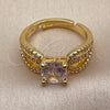 Oro Laminado Multi Stone Ring, Gold Filled Style Infinite Design, with White Cubic Zirconia, Polished, Golden Finish, 01.282.0036.1 (One size fits all)