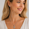 Rhodium Gold Filled Earring and Pendant Adult Set, Puff Mariner Design, with White Micro Pave, Polished, Rhodium Finish, 10.342.0146.1