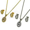 Rhodium Gold Filled Earring and Pendant Adult Set, Puff Mariner Design, with White Micro Pave, Polished, Rhodium Finish, 10.342.0146.1