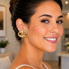 Oro Laminado Stud Earring, Gold Filled Style Buffalo Design, Polished, Golden Finish, 02.282.0210