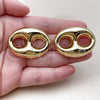 Oro Laminado Stud Earring, Gold Filled Style Buffalo Design, Polished, Golden Finish, 02.282.0210