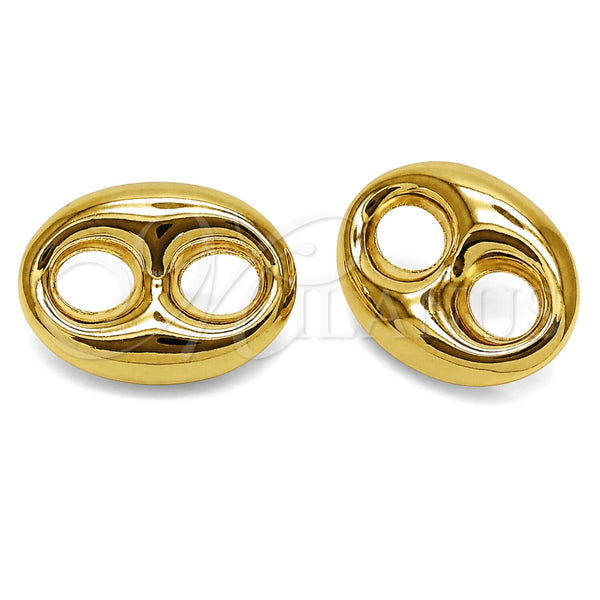 Oro Laminado Stud Earring, Gold Filled Style Buffalo Design, Polished, Golden Finish, 02.282.0210