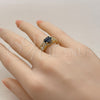 Oro Laminado Multi Stone Ring, Gold Filled Style Heart and Cluster Design, with Black and White Cubic Zirconia, Polished, Golden Finish, 01.282.0037 (One size fits all)