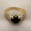 Oro Laminado Multi Stone Ring, Gold Filled Style Heart and Cluster Design, with Black and White Cubic Zirconia, Polished, Golden Finish, 01.282.0037 (One size fits all)
