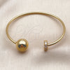 Oro Laminado Individual Bangle, Gold Filled Style Ball Design, with White Cubic Zirconia, Polished, Golden Finish, 07.282.0115 (Thickness, One size fits all)