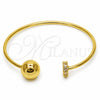 Oro Laminado Individual Bangle, Gold Filled Style Ball Design, with White Cubic Zirconia, Polished, Golden Finish, 07.282.0115 (Thickness, One size fits all)