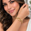 Oro Laminado Individual Bangle, Gold Filled Style Love Knot Design, Polished, Golden Finish, 07.282.0103.1 (03 MM Thickness, One size fits all)