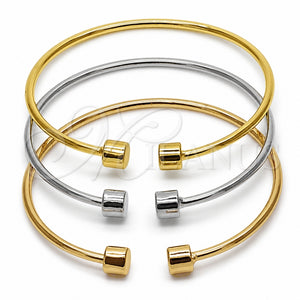 Oro Laminado Trio Bangle, Gold Filled Style Polished, Tricolor, 07.282.0118 (Thickness, One size fits all)