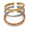 Oro Laminado Trio Bangle, Gold Filled Style Polished, Tricolor, 07.282.0119 (Thickness, One size fits all)