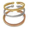 Oro Laminado Trio Bangle, Gold Filled Style Polished, Tricolor, 07.282.0119 (Thickness, One size fits all)