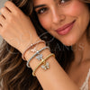 Oro Laminado Trio Bangle, Gold Filled Style Butterfly and Ball Design, with White Cubic Zirconia, Polished, Tricolor, 07.282.0120 (Thickness, One size fits all)