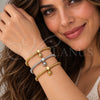 Oro Laminado Individual Bangle, Gold Filled Style Ball and Rat Tail Design, Polished, Tricolor, 07.282.0121 (Thickness, One size fits all)