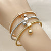 Oro Laminado Individual Bangle, Gold Filled Style Ball and Rat Tail Design, Polished, Tricolor, 07.282.0121 (Thickness, One size fits all)
