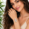 Oro Laminado Individual Bangle, Gold Filled Style Heart and Ball Design, with White Cubic Zirconia, Polished, Tricolor, 07.282.0122 (Thickness, One size fits all)