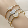 Oro Laminado Individual Bangle, Gold Filled Style Heart and Ball Design, with White Cubic Zirconia, Polished, Tricolor, 07.282.0122 (Thickness, One size fits all)