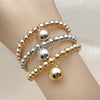 Oro Laminado Trio Bangle, Gold Filled Style Ball Design, Polished, Tricolor, 07.282.0123 (06 MM Thickness, One size fits all)