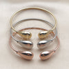 Oro Laminado Trio Bangle, Gold Filled Style Teardrop Design, Polished, Tricolor, 07.282.0124 (Thickness, One size fits all)