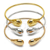 Oro Laminado Trio Bangle, Gold Filled Style Teardrop Design, Polished, Tricolor, 07.282.0124 (Thickness, One size fits all)