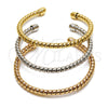 Oro Laminado Trio Bangle, Gold Filled Style Spiral Design, Polished, Tricolor, 07.282.0126 (Thickness, One size fits all)