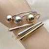 Oro Laminado Trio Bangle, Gold Filled Style Ball and Leaf Design, Polished, Tricolor, 07.282.0128 (Thickness for wholesale, additional product view 3