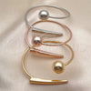 Oro Laminado Trio Bangle, Gold Filled Style Ball and Leaf Design, Polished, Tricolor, 07.282.0128 (Thickness for wholesale, additional product view 4