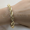 Oro Laminado Basic Bracelet, Gold Filled Style Rope Design, Polished, Golden Finish, 03.419.0025.09 (260 Gauge, 09 MM Thickness, 9 Inches Length)