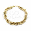 Oro Laminado Basic Bracelet, Gold Filled Style Rope Design, Polished, Golden Finish, 03.419.0025.09 (260 Gauge, 09 MM Thickness, 9 Inches Length)