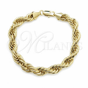 Oro Laminado Basic Bracelet, Gold Filled Style Rope Design, Polished, Golden Finish, 03.419.0025.09 (260 Gauge, 09 MM Thickness, 9 Inches Length)