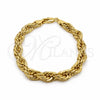 Oro Laminado Basic Bracelet, Gold Filled Style Rope Design, Polished, Golden Finish, 03.419.0025.09 (260 Gauge, 09 MM Thickness, 9 Inches Length)