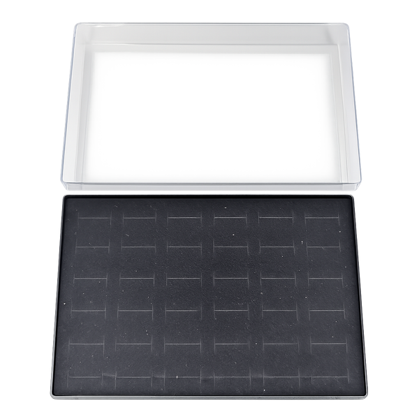 36-slot ring jewelry display tray with clear cover
