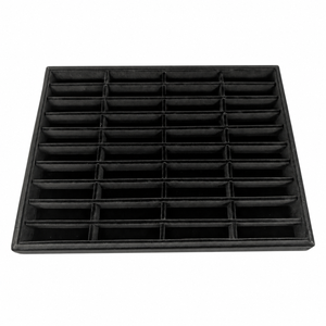 White-background 40-slot black bangle bracelet display tray