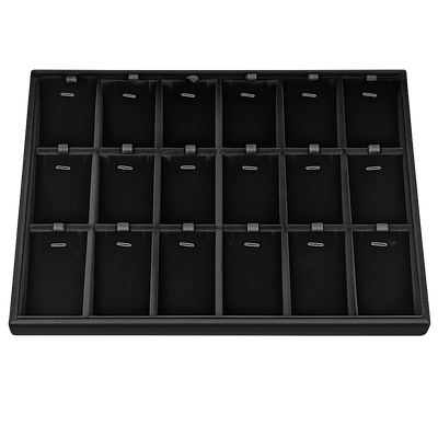 Black 18-slot jewelry display tray for earrings and pendants for wholesale, main product view