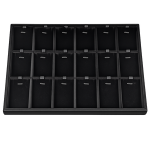 Black 18-slot jewelry display tray for earrings and pendants