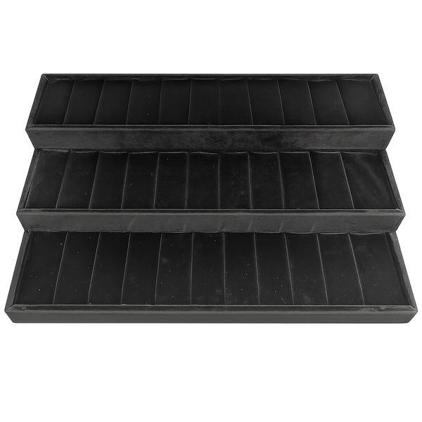 Black 30-slot bangle jewelry display tray for retail counter