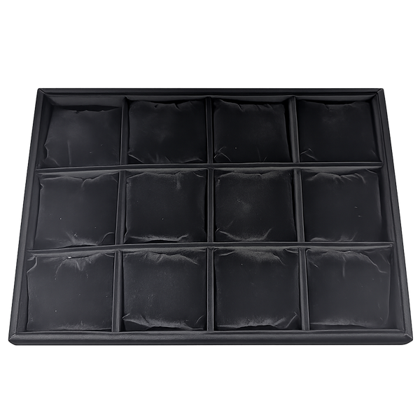 12-pillow black bangle and bracelet jewelry display tray