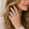 White Gold Filled Multi Stone Ring, Heart and Baguette Design, with White Cubic Zirconia and White Micro Pave, Polished, Rhodium Finish, 01.283.0035.1 (One size fits all)