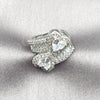 White Gold Filled Multi Stone Ring, Heart and Baguette Design, with White Cubic Zirconia and White Micro Pave, Polished, Rhodium Finish, 01.283.0035.1 (One size fits all)