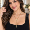 Oro Laminado Thin Rosary, Gold Filled Style San Benito and Crucifix Design, Polished, Golden Finish, 09.213.0079.18