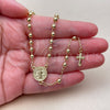 Oro Laminado Thin Rosary, Gold Filled Style San Benito and Crucifix Design, Polished, Golden Finish, 09.213.0079.18