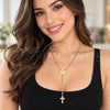 Oro Laminado Thin Rosary, Gold Filled Style San Benito and Crucifix Design, Polished, Golden Finish, 09.213.0079.24