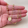 Oro Laminado Thin Rosary, Gold Filled Style San Benito and Crucifix Design, Polished, Golden Finish, 09.213.0079.24