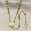 Oro Laminado Thin Rosary, Gold Filled Style San Benito and Crucifix Design, Polished, Golden Finish, 09.213.0079.24