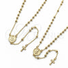 Oro Laminado Thin Rosary, Gold Filled Style San Benito and Crucifix Design, Polished, Golden Finish, 09.213.0079.24