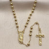 Oro Laminado Thin Rosary, Gold Filled Style Guadalupe and Crucifix Design, Polished, Golden Finish, 09.213.0016.18