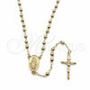Oro Laminado Thin Rosary, Gold Filled Style Guadalupe and Crucifix Design, Polished, Golden Finish, 09.213.0021.18