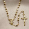 Oro Laminado Thin Rosary, Gold Filled Style Guadalupe and Crucifix Design, Polished, Golden Finish, 09.213.0029.18
