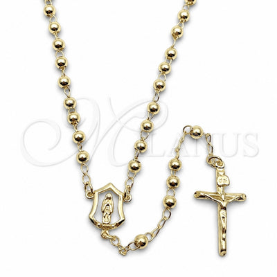 Oro Laminado Thin Rosary, Gold Filled Style Guadalupe and Crucifix Design, Polished, Golden Finish, 09.213.0029.18