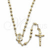 Oro Laminado Thin Rosary, Gold Filled Style Guadalupe and Crucifix Design, Polished, Golden Finish, 09.213.0029.18